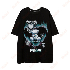 love pattern black t shirts